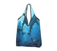 JKLQWC Lot de 3 sacs à provisions pliables et réutilisables avec motif requins marteaux, pour le shopping quotidien et les voyages