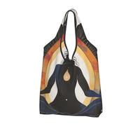 JKLQWC Lot de 3 sacs de courses pliables imprimés de yoga et de méditation, sacs fourre-tout réutilisables pour le shopping quotidien et les voyages