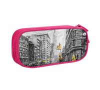 JKLQWC Love from New York Trousse à crayons imprimée avec fermeture éclair pour bureau, école, adolescent, fille, garçon, adulte, noir, rose, One Size, Cartable