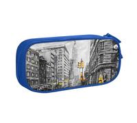 JKLQWC Love from New York Trousse à crayons imprimée avec fermeture éclair pour bureau, école, adolescent, fille, garçon, adulte, noir, bleu, One Size, Cartable