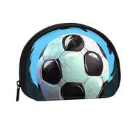 JKLQWC Mini porte-monnaie imprimé ballon de football pour femme avec fermeture éclair, Noir , Taille unique, Moderne