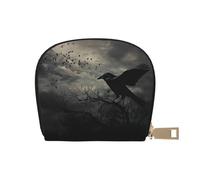 JKLQWC Night Crow Portefeuille pour cartes pour homme et femme avec fermeture éclair et 12 emplacements pour cartes, blanc, Taille unique, Pochette à monnaie