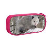 JKLQWC Opossum in Snow Trousse à crayons avec fermeture éclair pour bureau, école, adolescent, fille, garçon, adulte, noir, rose, One Size, Cartable