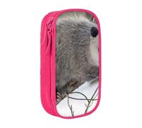 JKLQWC Opossum in Snow Trousse à crayons avec imprimé mignon et grande trousse de rangement portable pour bureau, école, adolescent, fille, garçon, adulte, noir, rose, One Size, Cartable