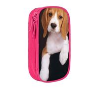 JKLQWC ovely Trousse à crayons avec imprimé chien Beagle - Grande trousse à stylos portable pour bureau, école, adolescent, fille, garçon, adulte - Noir, rose, One Size, Cartable