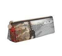 JKLQWC Pizza Constellation Trousse à crayons triangulaire imprimée avec fermeture éclair - Organiseur en cuir léger pour l'école, le bureau, les voyages, le maquillage, paris, Taille unique, Cartable