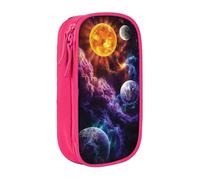 JKLQWC Planet - Trousse à crayons imprimée mignonne - Grande trousse de rangement portable pour bureau, école, adolescent, fille, garçon, adulte, noir, rose, One Size, Cartable