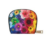 JKLQWC Porte-cartes imprimé fleurs arc-en-ciel pour homme et femme - Joli porte-monnaie avec 12 emplacements pour cartes, blanc, Taille unique, Pochette à monnaie