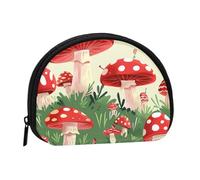 JKLQWC Porte-monnaie avec fermeture éclair pour femme Motif champignons de dessin animé, Noir , Taille unique, Moderne