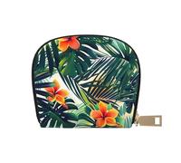 JKLQWC Portefeuille d'été tropical avec motif floral hawaïen et feuilles de palmier pour homme et femme - Joli porte-monnaie avec 12 emplacements pour cartes, blanc, Taille unique, Pochette à monnaie