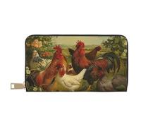 JKLQWC Portefeuille en cuir PU imprimé fantôme mignon Halloween pour femmes hommes porte-monnaie drôle dames porte-monnaie avec porte-cartes, Poules et ferme, One Size, Moderne