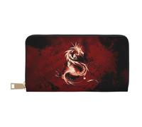 JKLQWC Portefeuille en cuir synthétique imprimé camouflage jaune et vert pour femmes et hommes avec porte-cartes, Dragon rouge sang, One Size, Moderne