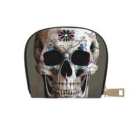JKLQWC Portefeuille imprimé tête de mort pour cartes de crédit pour homme et femme - Joli porte-monnaie avec 12 emplacements pour cartes, blanc, Taille unique, Moderne