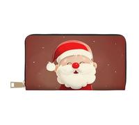 JKLQWC Portefeuille long en cuir synthétique avec imprimé Père Noël mignon pour homme et femme avec porte-monnaie et porte-cartes, blanc, Taille unique, Moderne