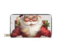 JKLQWC Portefeuille long en cuir synthétique avec imprimé Père Noël mignon pour homme et femme avec porte-monnaie et porte-cartes de crédit, blanc, Taille unique, Moderne