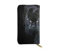 JKLQWC Portefeuille long en cuir synthétique imprimé papillon rose pour femmes et hommes avec porte-cartes, Panthère aux yeux bleus, One Size, Moderne