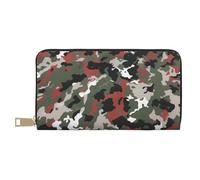 JKLQWC Portefeuille long imprimé camouflage pour homme et femme élégant et mignon en cuir PU avec porte-monnaie et porte-cartes de crédit, blanc, Taille unique, Moderne