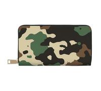 JKLQWC Portefeuille long imprimé camouflage pour homme et femme - Portefeuille amusant en cuir synthétique avec porte-monnaie et porte-cartes, blanc, Taille unique, Moderne