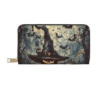 JKLQWC Portefeuille long imprimé chapeau de sorcière pour homme et femme Portefeuille amusant en cuir PU avec porte-monnaie et porte-cartes, blanc, Taille unique, Moderne