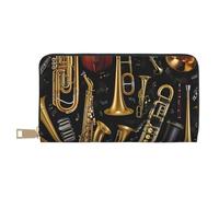 JKLQWC Portefeuille long imprimé instruments de musique pour homme et femme élégant et mignon en cuir PU avec porte-monnaie et porte-cartes de crédit, blanc, Taille unique, Moderne