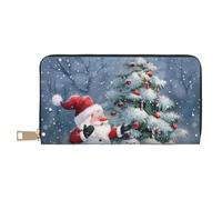 JKLQWC Portefeuille long imprimé Père Noël bonhomme de neige pour homme et femme Portefeuille amusant en cuir PU avec porte-monnaie et porte-cartes, blanc, Taille unique, Moderne