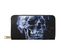 JKLQWC Portefeuille long imprimé tête de mort pour homme et femme élégant et mignon en cuir PU avec porte-monnaie et porte-cartes de crédit, blanc, Taille unique, Moderne