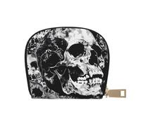 JKLQWC Portefeuille pour cartes de crédit avec 12 emplacements pour cartes de crédit - Noir et blanc - Motif tête de mort humaine - Pour homme et femme, blanc, Taille unique, Moderne