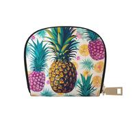 JKLQWC Portefeuille pour cartes de crédit imprimé ananas tropical pour homme et femme - Joli porte-cartes à fermeture éclair - Mini porte-monnaie avec 12 emplacements pour cartes, blanc, Taille