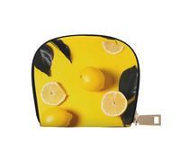 JKLQWC Portefeuille pour cartes de crédit imprimé citron jaune pour homme et femme avec fermeture éclair et 12 emplacements pour cartes, blanc, Taille unique, Moderne