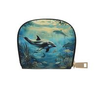 JKLQWC Portefeuille pour cartes de crédit imprimé dauphin de mer pour homme et femme - Joli porte-monnaie avec 12 emplacements pour cartes, blanc, Taille unique, Moderne