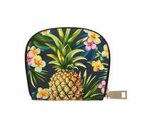 JKLQWC Portefeuille pour cartes de crédit imprimé hawaïen avec 12 emplacements pour cartes de crédit - Motif ananas tropical - Pour homme et femme, blanc, Taille unique, Moderne