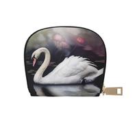 JKLQWC Portefeuille pour cartes imprimé cygne blanc pour homme et femme avec fermeture éclair et 12 emplacements pour cartes, blanc, Taille unique, Pochette à monnaie