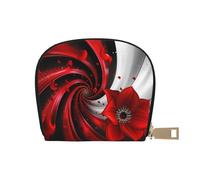 JKLQWC Portefeuille rotatif à motif fleurs rouges pour femmes et hommes avec fermeture éclair - Mini porte-monnaie avec 12 emplacements pour cartes, blanc, Taille unique, Pochette à monnaie