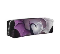 JKLQWC Purple and Wirte Trousse à crayons en cuir imprimé dragons avec fermeture éclair dorée - Organiseur simple et léger pour l'école, le bureau, les voyages, le maquillage, Argenté., One Size