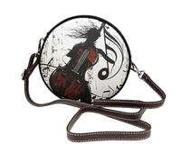 JKLQWC Sac à bandoulière arc-en-ciel imprimé tie dye rouge pour femme, joli sac à bandoulière rond en cuir avec sangle réglable, Art musical, Taille unique