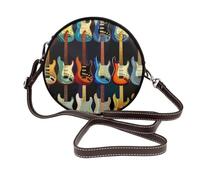 JKLQWC Sac à bandoulière imprimé Beach Surf pour femme, joli sac à bandoulière rond en cuir avec sangle réglable, Motif guitare artistique, Taille unique