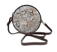 JKLQWC Sac à bandoulière rond en cuir avec imprimé papillon noir pour femme avec sangle réglable, Journal HD, Taille unique