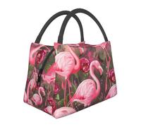 JKLQWC Sac à déjeuner isotherme avec imprimé flamants roses pour homme et femme, réutilisable, grande ouverture, organisateur de déjeuner pour le travail, les voyages, le pique-nique