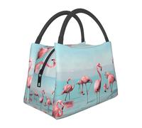 JKLQWC Sac à déjeuner isotherme réutilisable avec motif imprimé de flamants roses sur la plage pour le travail, les voyages, les pique-niques
