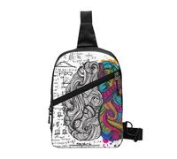 JKLQWC Sac à dos à bandoulière pliable avec imprimé Merry Christmas pour homme et femme, sac à dos à bandoulière décontracté pour voyage, randonnée, course à pied, Cerveau gauche et droit., Taille