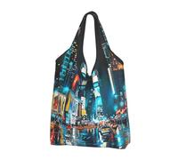 JKLQWC Sac à provisions pliable imprimé de peintures de New York, sac fourre-tout réutilisable pour le shopping quotidien et les voyages