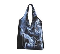 JKLQWC Sac à provisions pliable imprimé tête de mort, sacs fourre-tout réutilisables pour le shopping quotidien et les voyages, Noir , Taille unique