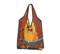 JKLQWC Sac de courses pliable avec imprimé de tronçonneuse mignon et réutilisable pour le shopping quotidien et les voyages, Noir , Taille unique