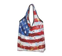 JKLQWC Sac de courses pliable imprimé drapeau du 4 juillet, sacs fourre-tout réutilisables pour le shopping quotidien et les voyages, Noir , Taille unique