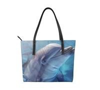 JKLQWC Sac fourre-tout en cuir PU imprimé imprimé basket-ball pour femme, sac à main pour le travail, les voyages, l'école, Winter the Dauphin, Taille unique