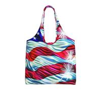 JKLQWC Sac fourre-tout imprimé planète pour femme, sac de courses en toile, sac d'épicerie, sac à bandoulière pour le travail, les voyages, le shopping, l'université, l'école, Drapeau patriotique des