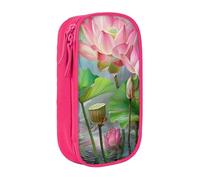 JKLQWC Spirit of The Lotus - Trousse à crayons imprimée mignonne - Grande trousse de rangement portable pour bureau, école, adolescent, fille, garçon, adulte, noir, rose, Taille unique, Cartable