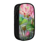 JKLQWC Spirit of The Lotus - Trousse à crayons imprimée mignonne - Grande trousse de rangement portable pour bureau, école, adolescent, fille, garçon, adulte, noir, Noir , Taille unique, Cartable