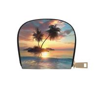 JKLQWC Sunrise - Portefeuille pour cartes imprimé palmier tropical pour homme et femme avec fermeture éclair et 12 emplacements pour cartes, blanc, Taille unique, Pochette à monnaie