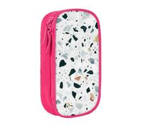 JKLQWC Terrazzo Trousse à crayons avec imprimé marbre - Grande trousse de rangement portable pour bureau, école, adolescent, fille, garçon, adulte, noir, rose, One Size, Cartable